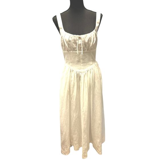 Reformation Dresses & Skirts - Reformation NWT Balia Linen Midi Dress Sz 4 White Sleeveless Cottagecore…